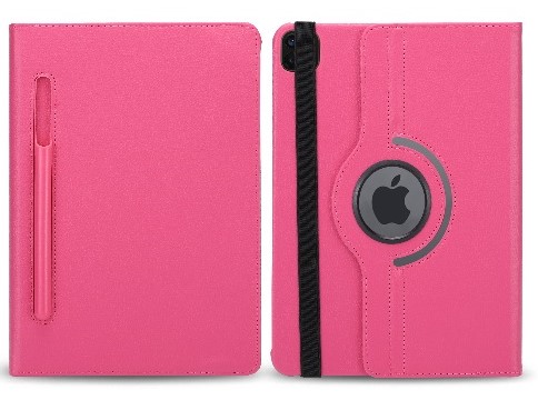 ''Leather-Cover-Stand-Case-With-Stylus-Pen-Slot for iPad Air 4, iPad Pro 11 2020 (Pink)''''''''''